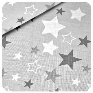 B007 Bílé šedé hvězdy na šedé