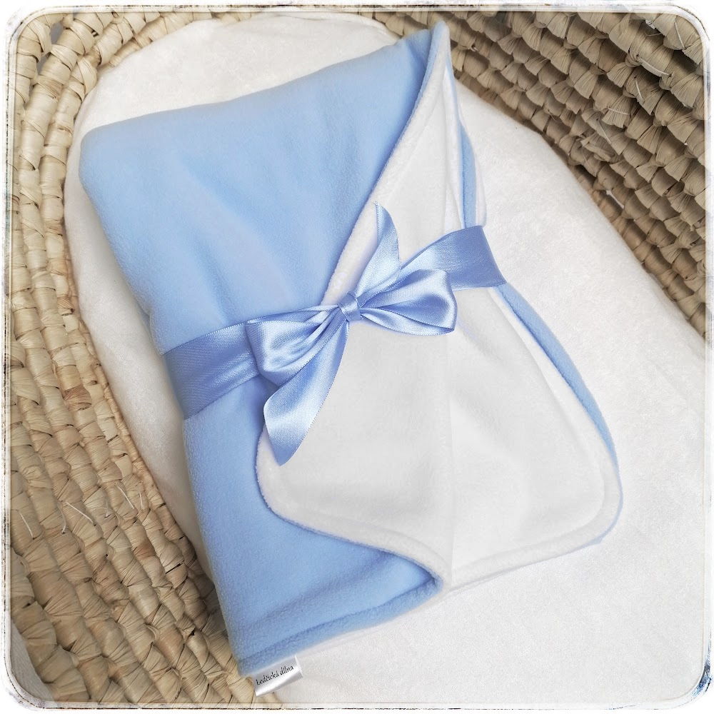 Ledčická dílna - Kojenecká deka dvouvrstvá microfleece - Light Blue/White
