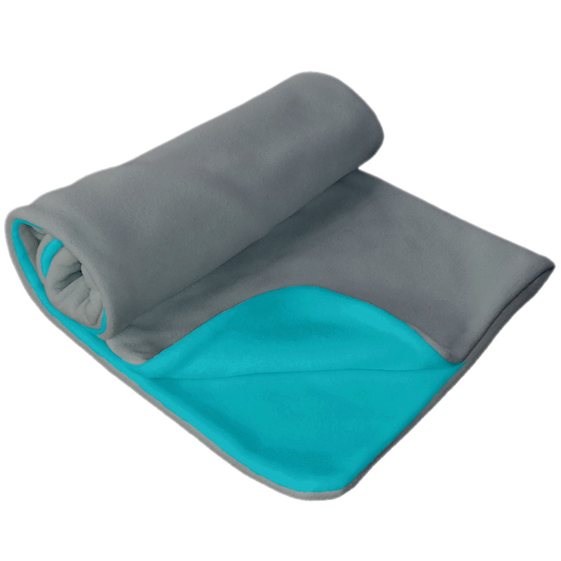 Kojenecká deka dvouvrstvá microfleece - tmavě šedá/aqua modrá
