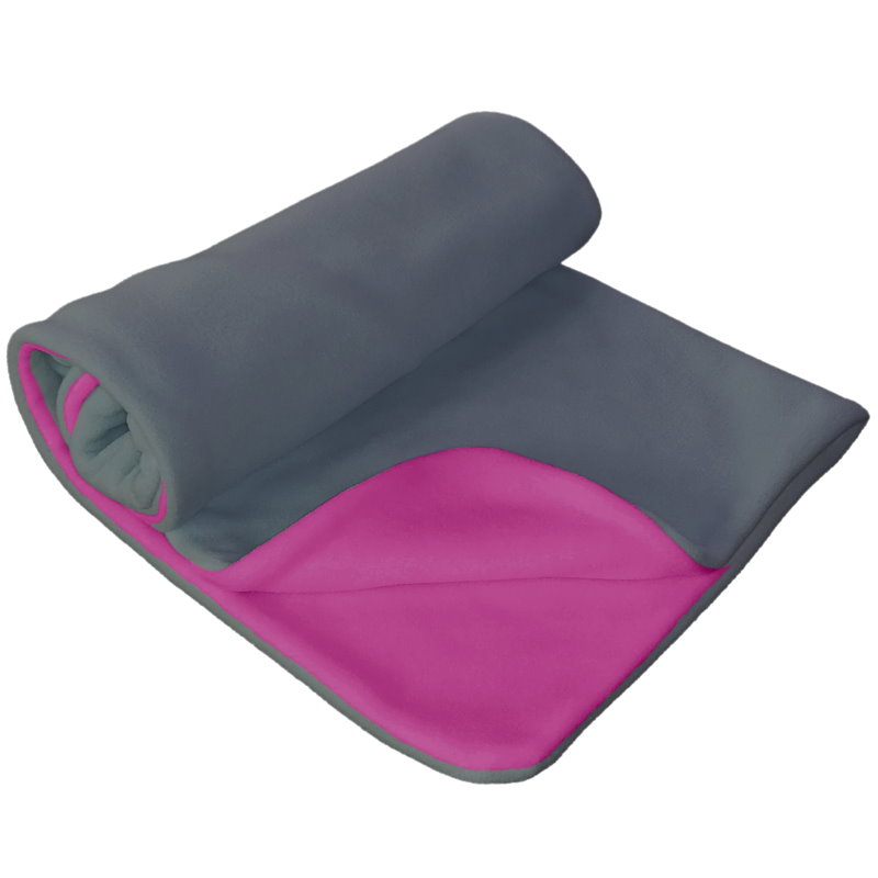 Kojenecká deka dvouvrstvá microfleece - tmavě šedá/fuchsiová