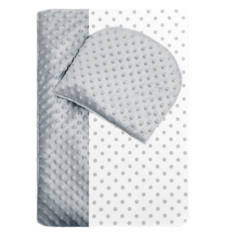 Komplet do kočárku - MINKY DOTS High Rise/bavlna bílá potisk šedé puntíky (1 cm)