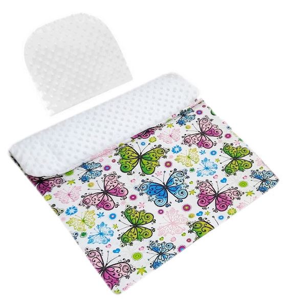 Komplet do kočárku - MINKY bílé/bavlna COLOR BUTTERFLY
