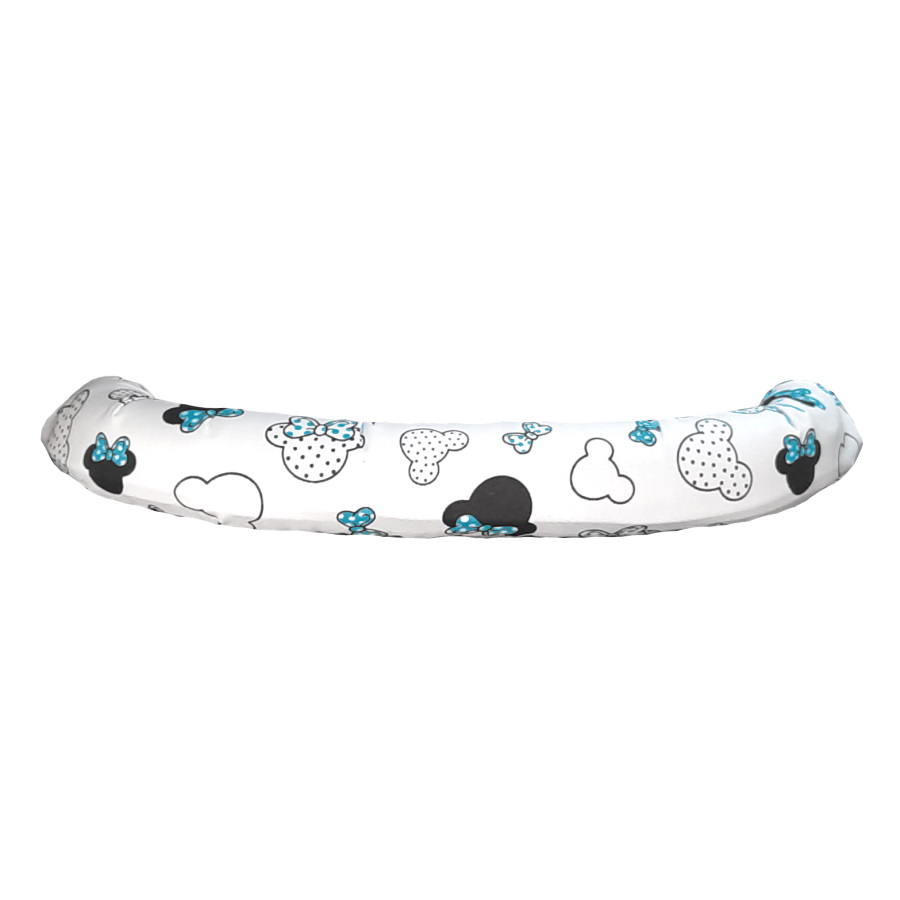 Bavlněný potah na madlo kočárku - Minnie aqua modré mašličky na bílé