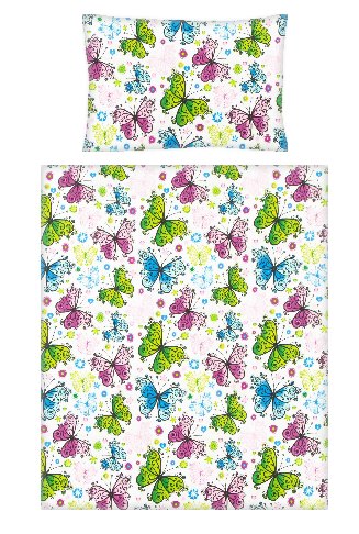 Bavlněné povlečení do postýlky 2 dílné rozměr dle výběru - COLOR BUTTERFLY na bílé