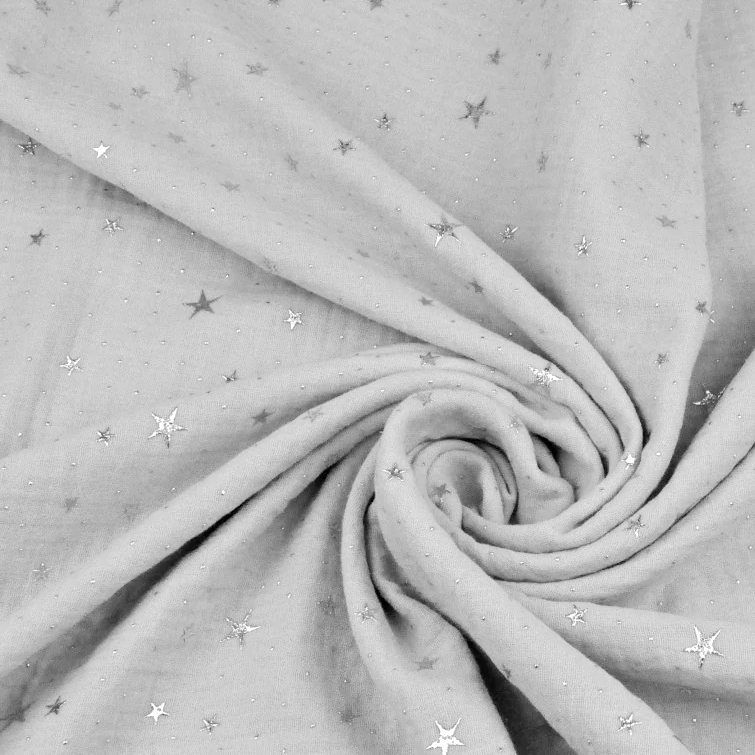 Mušelínová osuška velká (150x95cm) - Glacier gray (silver stars)