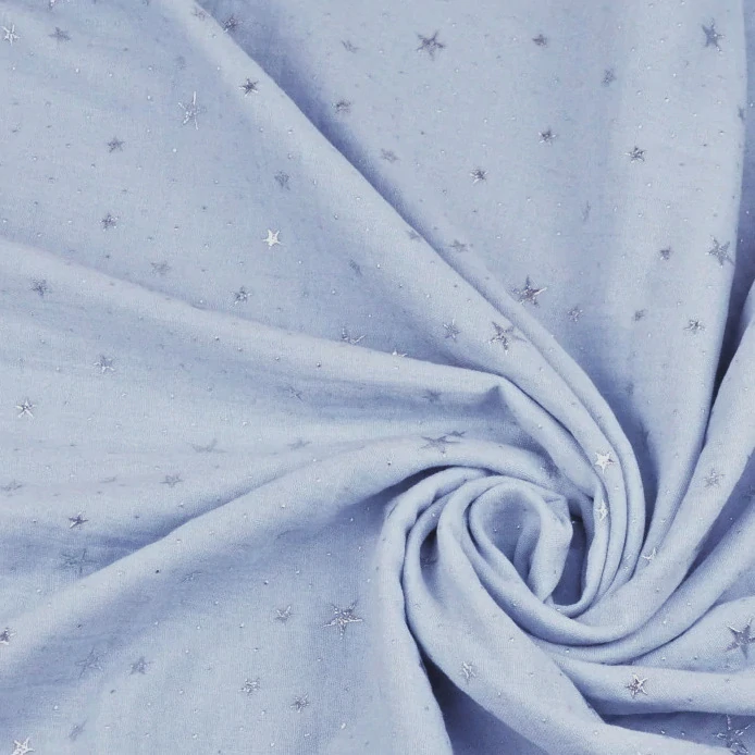 Mušelínová osuška velká (150x95cm) - Skyway Blue (Silver Stars)