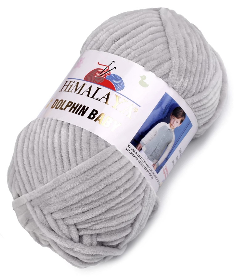 Dolphin Baby Pletací žinylková příze 100 g - světle šedá