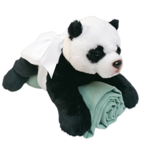 Dárkový balíček PANDA s plenkou - Bílo-černá s plenkou (design Sage)