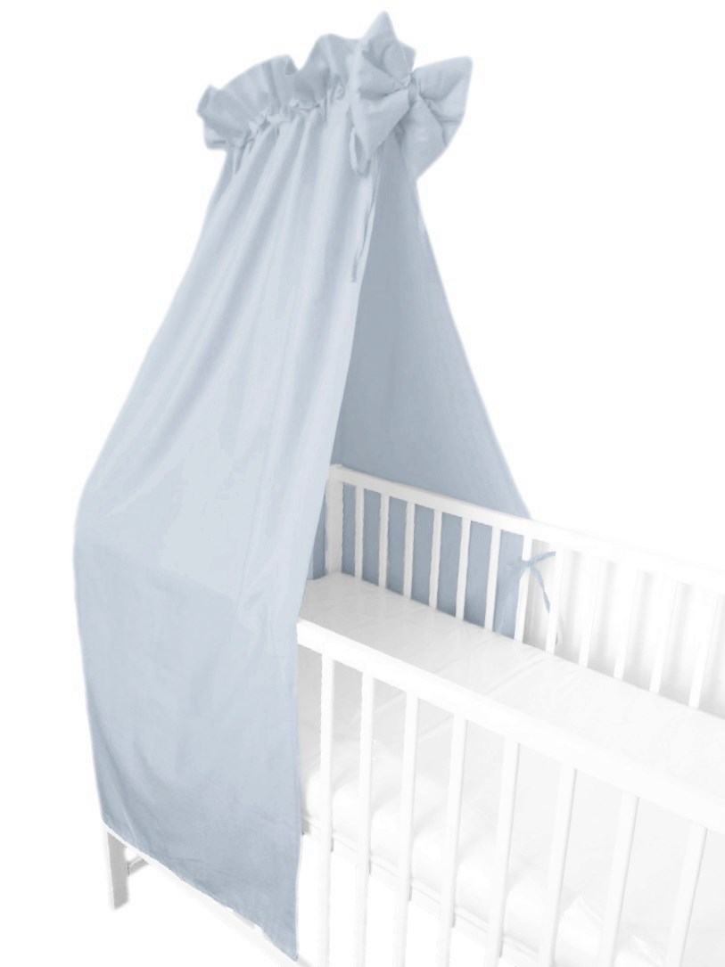 Nebesa na postýlku s mašlí BAVLNĚNÝ SATÉN - světle šedá