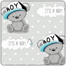 Plátěné prostěradlo do postýlky 120x60 cm s gumičkou - Its a Boy na šedé