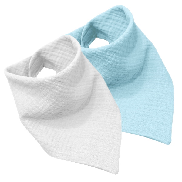 Sada 2ks mušelínových šátečků/slintáčků na krk - White/Light turquoise