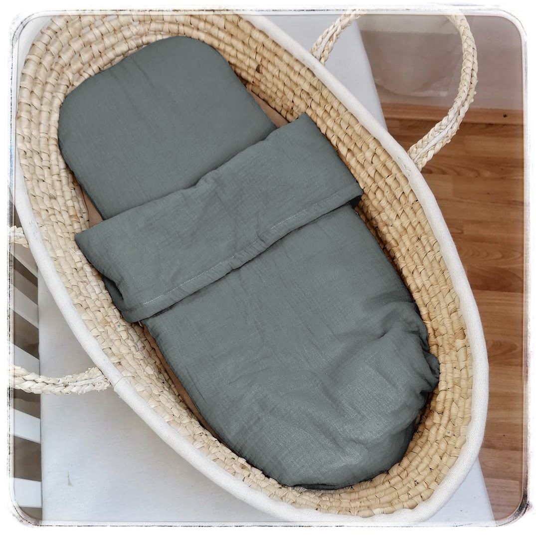 Mušelínový komplet do kočárku či košíku - Natural Grey