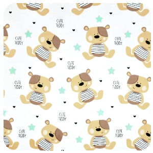 Plátěné prostěradlo do postýlky 120x60 cm s gumičkou - Méďa Cute Bear na bílé