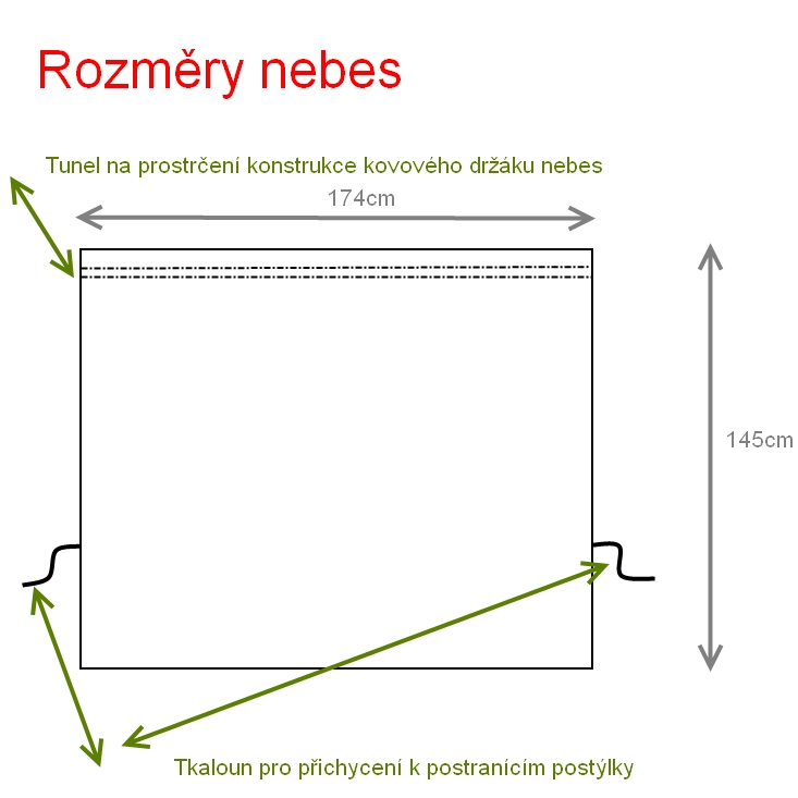 Nebesa na postýlku bavlněná s mašlí - jednobarevné bílé