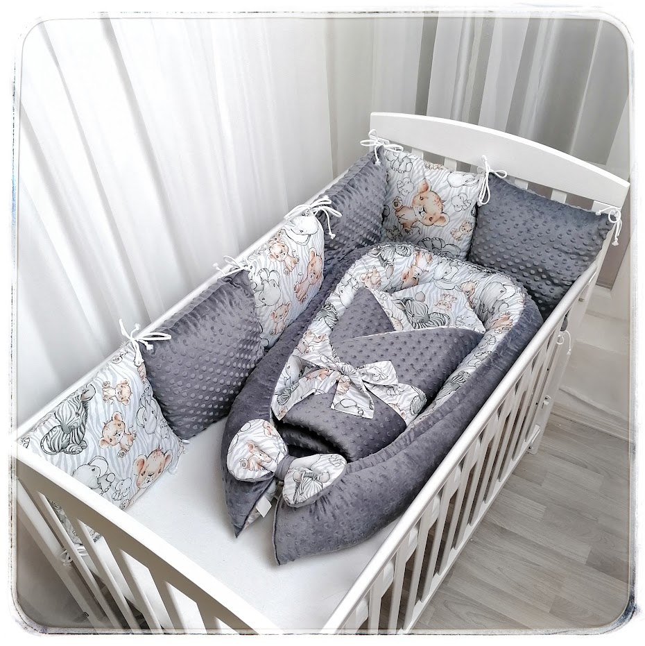 Polštářek na polštářkový mantinel MINKY - tmavě šedý