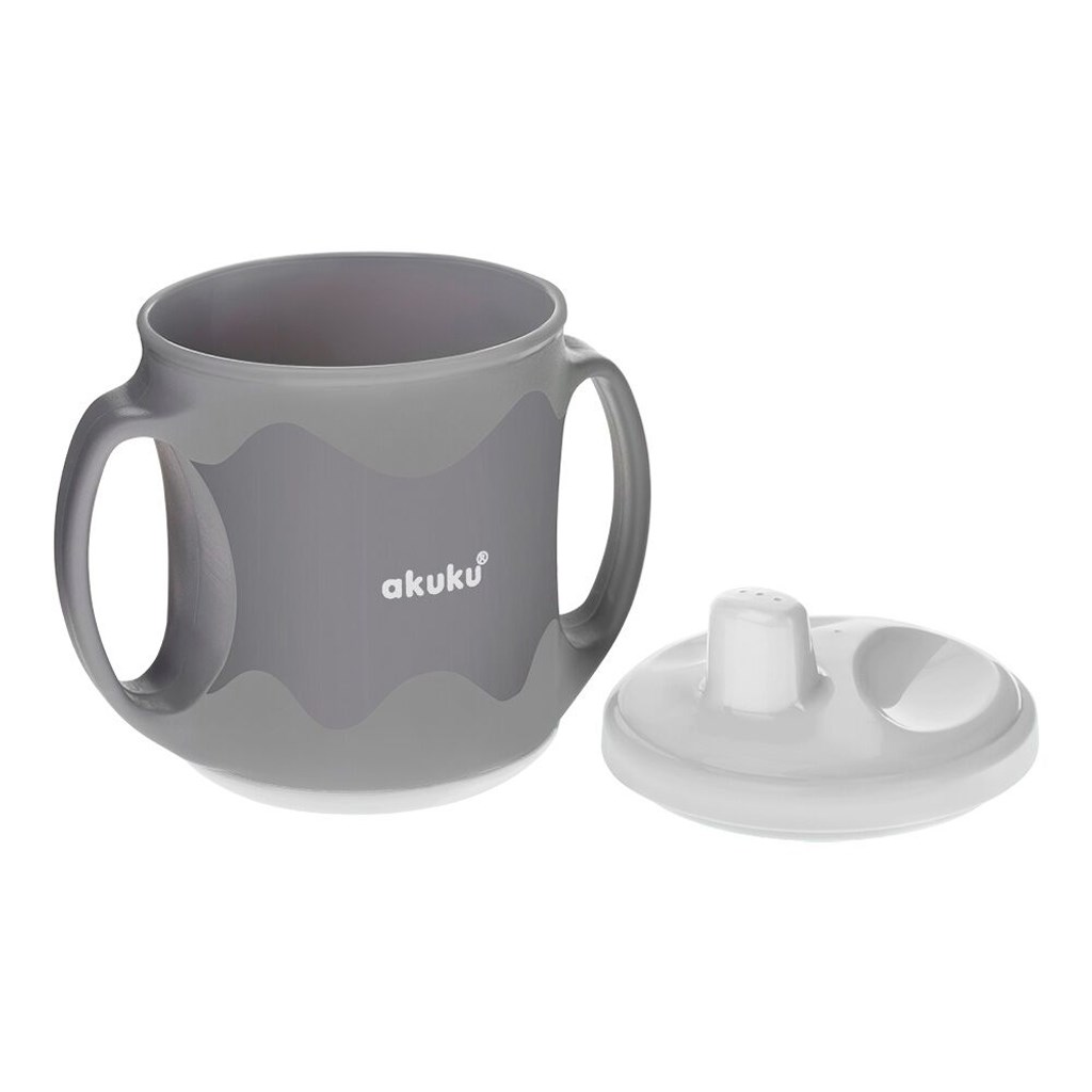 AKUKU® Hrníček se  pevným náustkem - šedo-bílý