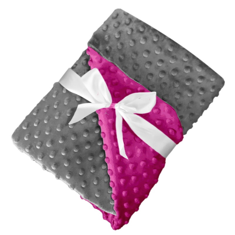 Metráž Minky DOTS - Sytě růžová (gramáž 220 g / m2 / Oeko-tex) 10cm