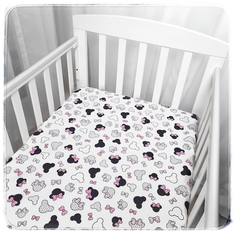 Metráž 100% bavlna plátno 10 cm - Minnie růžové mašličky na bílé (malé hlavičky)