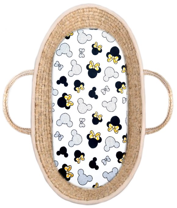 Metráž 100% bavlna plátno 10 cm - Minnie žluté mašličky na bílé (hlavičky malé)