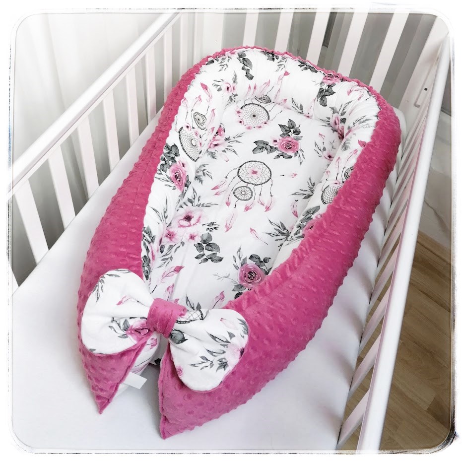 Metráž 100% bavlna plátno 10 cm - Lapače snů růžové na bílé