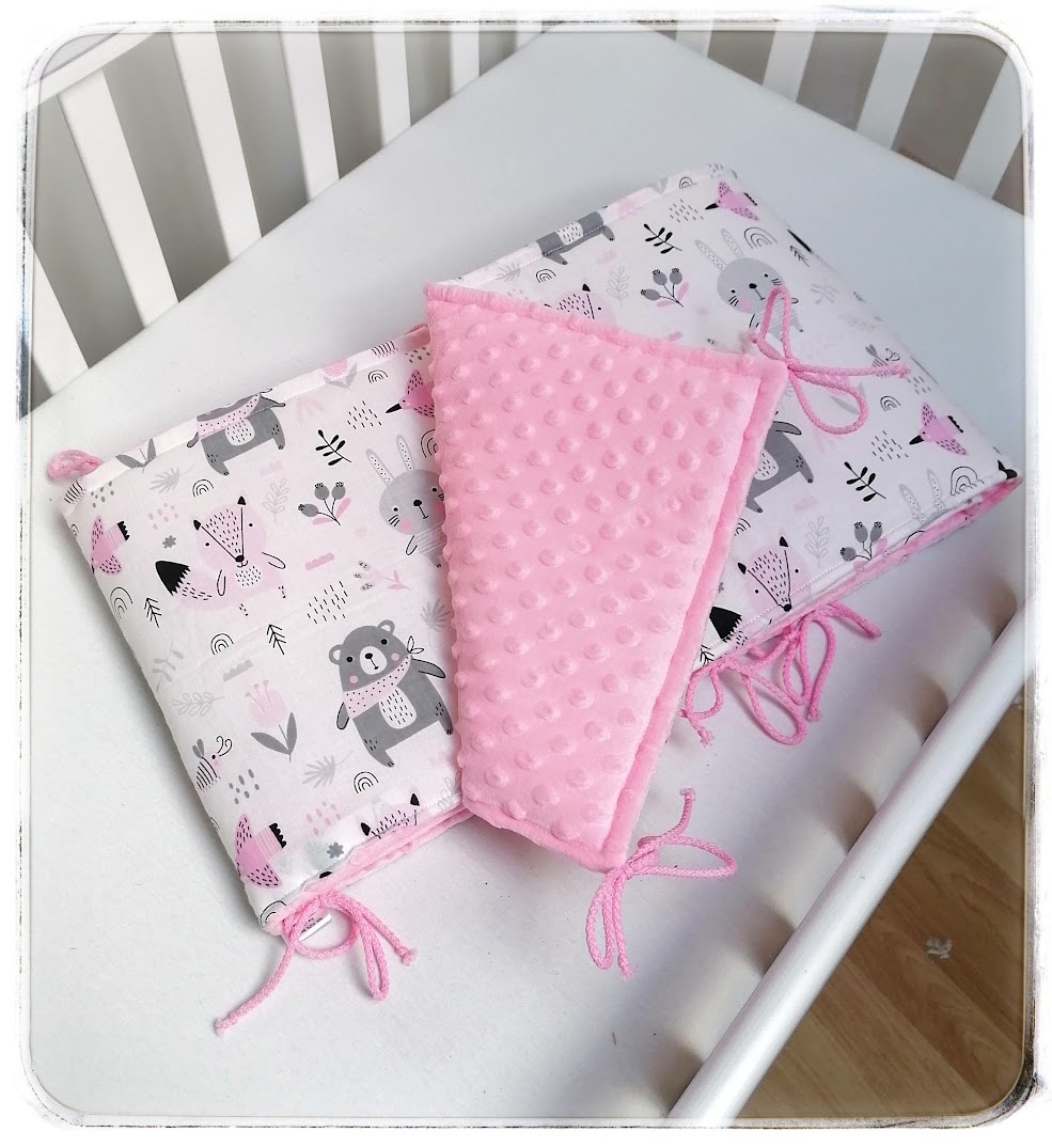 Mantinel s výplní MINKY/Bavlna na půlku postýlky  (NA ZAKÁZKU)