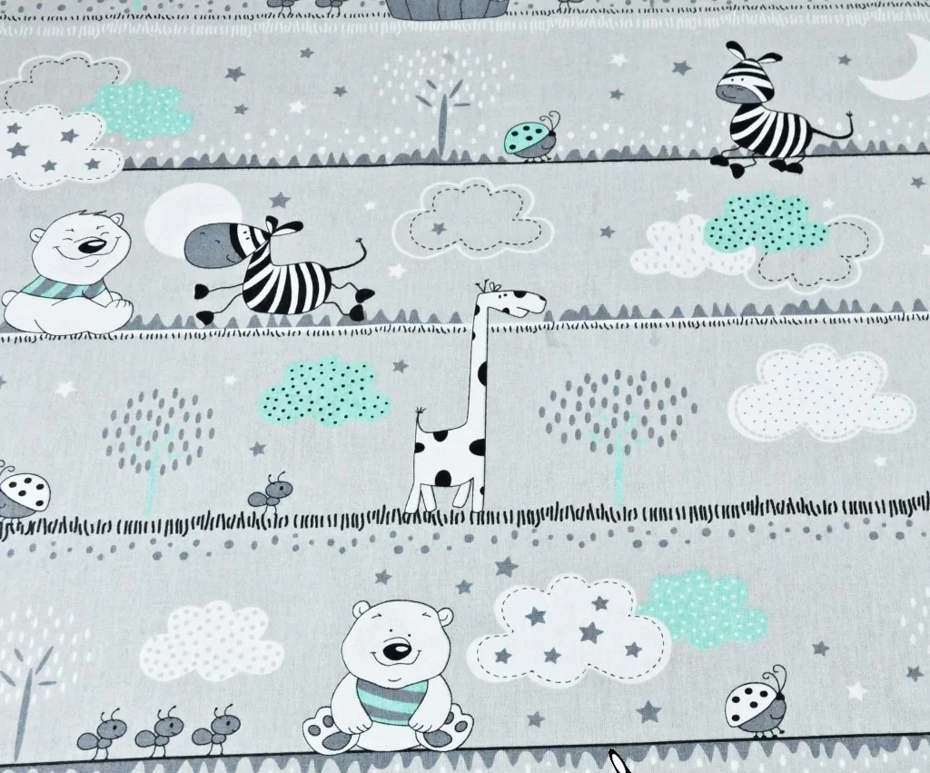 Cestovní přebalovací podložka - Zvířátka na šedé mintové prvky