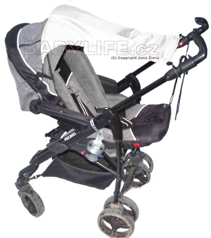 Sluneční clona na kočárek s UV filtrem na šňůrky - bílá
