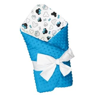 Metráž 100% bavlna plátno 10 cm - Minnie aqua modré mašličky na bílé (malé hlavičky)