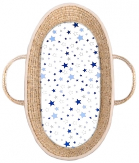 Metráž 100% bavlna plátno 10 cm - Modré a šedé hvězdy na bílé