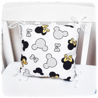 Metráž 100% bavlna plátno 10 cm - Minnie žluté mašličky na bílé (hlavičky malé)