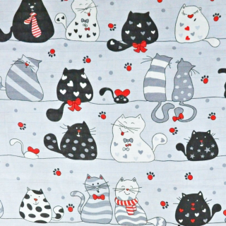 2 Jakost (flíček) Bavlněná tetra mušelínová zavinovačka/osuška/deka 110x110cm PREMIUM - Šedá kočičky