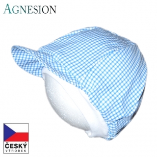 Agnesion Plátěná čepička s kšiltem velikost 50/56 (0) - modrá/bílá kostka