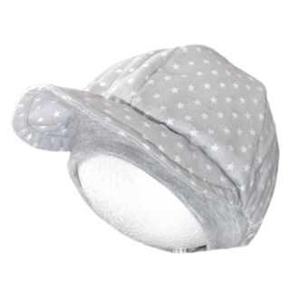 Agnesion Plátěná čepička s kšiltem velikost 68 (2) - šedá drobné bílé hvězdičky