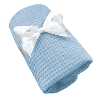 Kojenecká deka bavlna VAFLE - Light denim blue