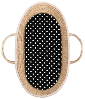 Plátěné prostěradlo do kočárku nebo košíku - Bílé puntíky na černé (1cm)