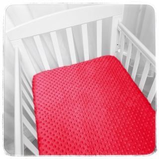 MINKY prostěradlo do postýlky 120x60 cm s gumičkou - červené