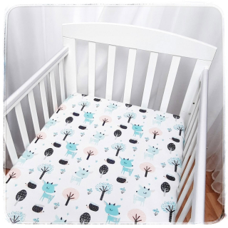 Plátěné prostěradlo do postýlky 120x60 cm s gumičkou - Srnečci