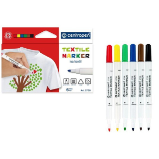 Centropen Popisovač na textil - sada 6 barev