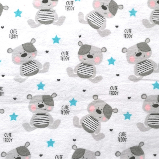 Flanelové prostěradlo do kočárku nebo košíku - Cute Bear modrý