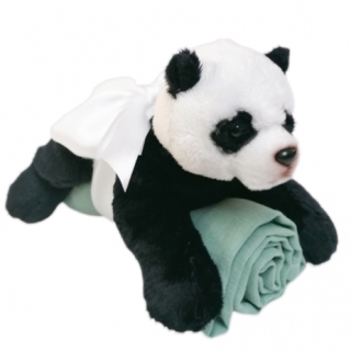 Dárkový balíček PANDA s plenkou - Bílo-černá s plenkou (design Sage)