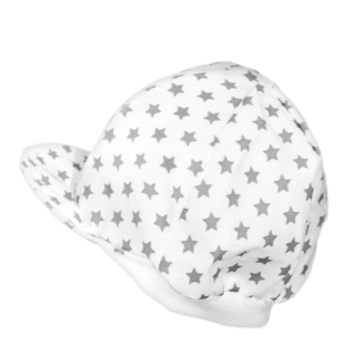 Agnesion Plátěná čepička s kšiltem velikost 62 (1) - bílá šedé hvězdičky