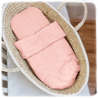 Mušelínový komplet do kočárku či košíku - Strawberry Pink