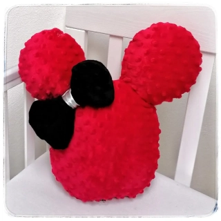 Polštářek do postýlky Minnie MINKY - červený/černá mašlička