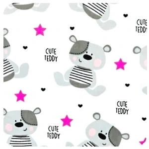 Metráž 100% bavlna plátno 10 cm - Cute Bear růžový