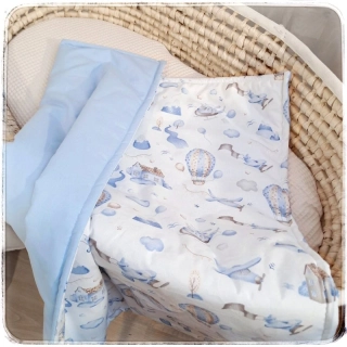 Ledčická dílna Kojenecká deka bavlněná s výplní - Balóny/modrá
